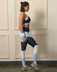 SOIE Woman - Tri-Color Block Sports Bra and Ankle Length Legging set - Athleisure Set -for Women