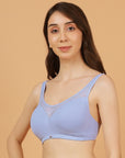 Full Coverage Padded Non Wired Bra With Lace Detailing