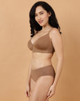 Full Coverage Padded Non-Wired T-shirt Bra with High Rise Full Coverage Brief