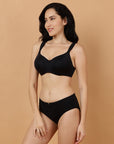 Full coverage Sweetheart neckline padded wired bra with Medium coverage brief