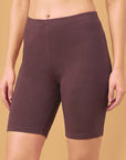 Mid Rise Breathable Cotton Spandex Mid Thigh Length Cycling Shorts