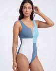 Three-Tone Mesh Front Padded Sleeveless Monokini