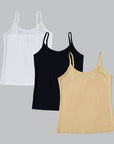SOIE Woman - Cotton Spandex Super Soft Camisole for Girls (Pack of 3) - -for Women