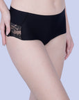 SOIE Woman - Seamless Mid Waist Full Coverage Lace Brief - Panty -for Women