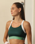 Medium-Impact Padded Non Wired Sports Bra with Crisscross Back and Mesh Detailing