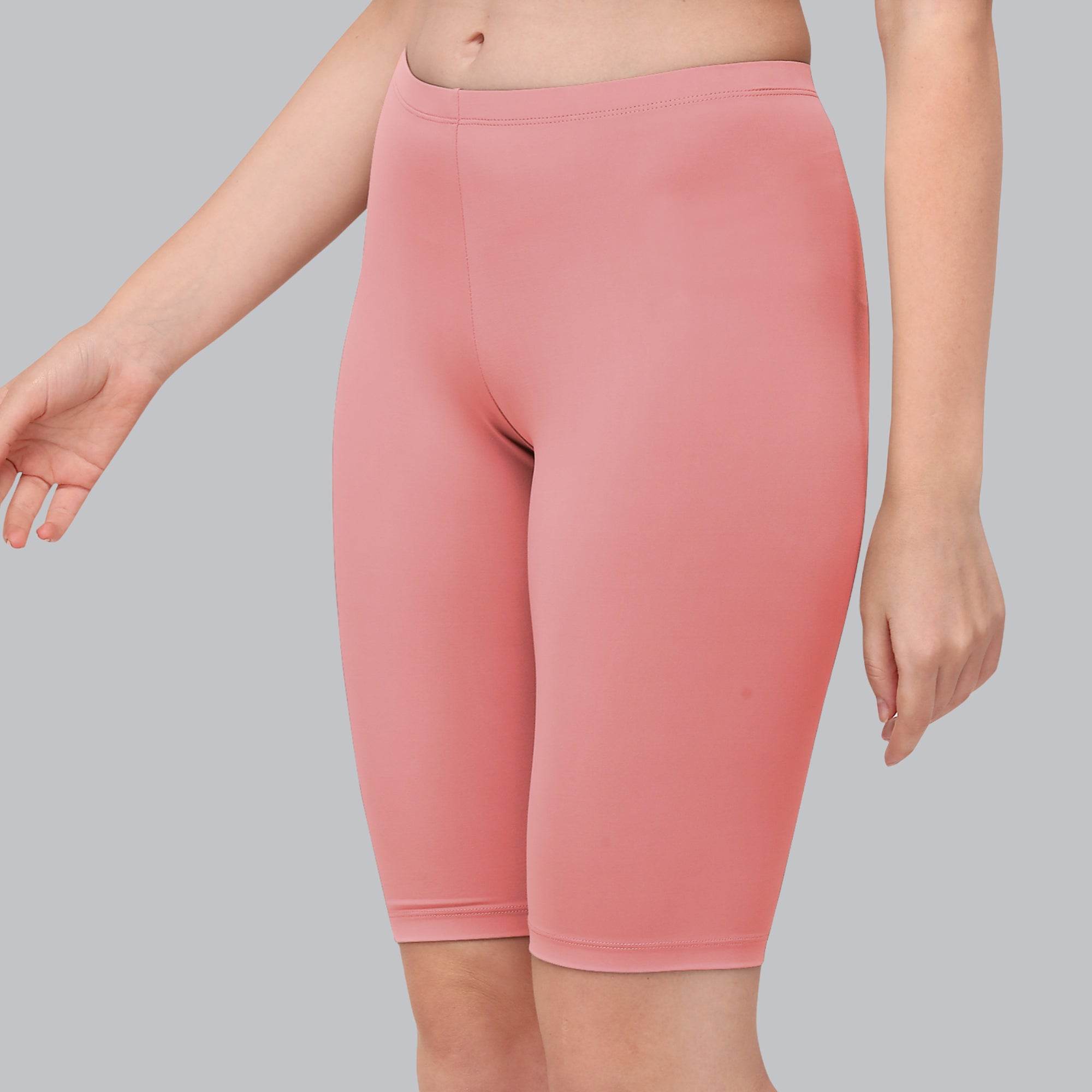 Solid Polyamide Spandex Knee Length Cycling Shorts