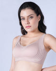 SOIE Woman - Padded Non-Wired Full Coverage Seamless T-Shirt Bra with Mesh Detailing - Bonded Bra -for Women