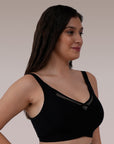 Padded Non-Wired Full Coverage Seamless T-Shirt Bra with Mesh Detailing