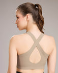 SOIE Woman - Padded Non wired Full Coverage Seamless Sports Bra with Criss-Cross Back - Bonded Bra -for Women