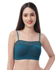 SOIE Woman - Non Wired Micro Modal Stretch Lacy Bandeau Bra with Removable Pads and Detachable Straps - Lacy Bra -for Women