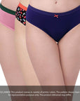 SOIE Woman - High Rise Full Coverage Solid and Printed Cotton Stretch Hipster Assorted Panty (Pack of 3) - Panty -for Women