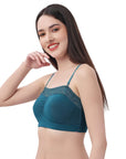 SOIE Woman - Non Wired Micro Modal Stretch Lacy Bandeau Bra with Removable Pads and Detachable Straps - Lacy Bra -for Women