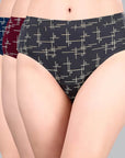 SOIE Woman - High Rise Full Coverage Printed Stretch Cotton Hipster Panty (Pack of 3) - Panty -for Women