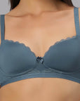 SOIE Woman - Padded Non Wired Medium Coverage Lace Design T-shirt Bra - -for Women