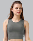 SOIE Woman - Sleeveless Activewear Solid Sports Crop Top - Crop Top -for Women