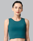 SOIE Woman - Sleeveless Activewear Solid Sports Crop Top - Crop Top -for Women