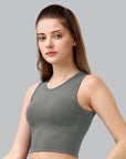 SOIE Woman - Sleeveless Activewear Solid Sports Crop Top - Crop Top -for Women