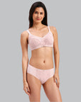 SOIE Woman - Full Coverage Non Wired Non Padded Bra with High Waist Full Coverage Lace Brief - -for Women