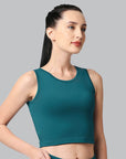 SOIE Woman - Sleeveless Activewear Solid Sports Crop Top - Crop Top -for Women