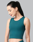 SOIE Woman - Sleeveless Activewear Solid Sports Crop Top - Crop Top -for Women