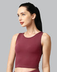 SOIE Woman - Sleeveless Activewear Solid Sports Crop Top - Crop Top -for Women