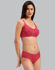 SOIE Woman - Full Coverage Non Wired Non Padded Bra with High Waist Full Coverage Lace Brief - -for Women