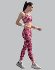 SOIE Woman - Quick-Dry Printed Sports Bra & High Waist Legging Set - Athleisure Set -for Women