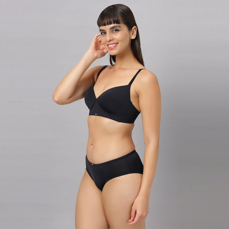 Full Coverage Padded Non-Wired T-shirt Bra with High Rise Full Coverage Brief SET CB-134/ 1134
