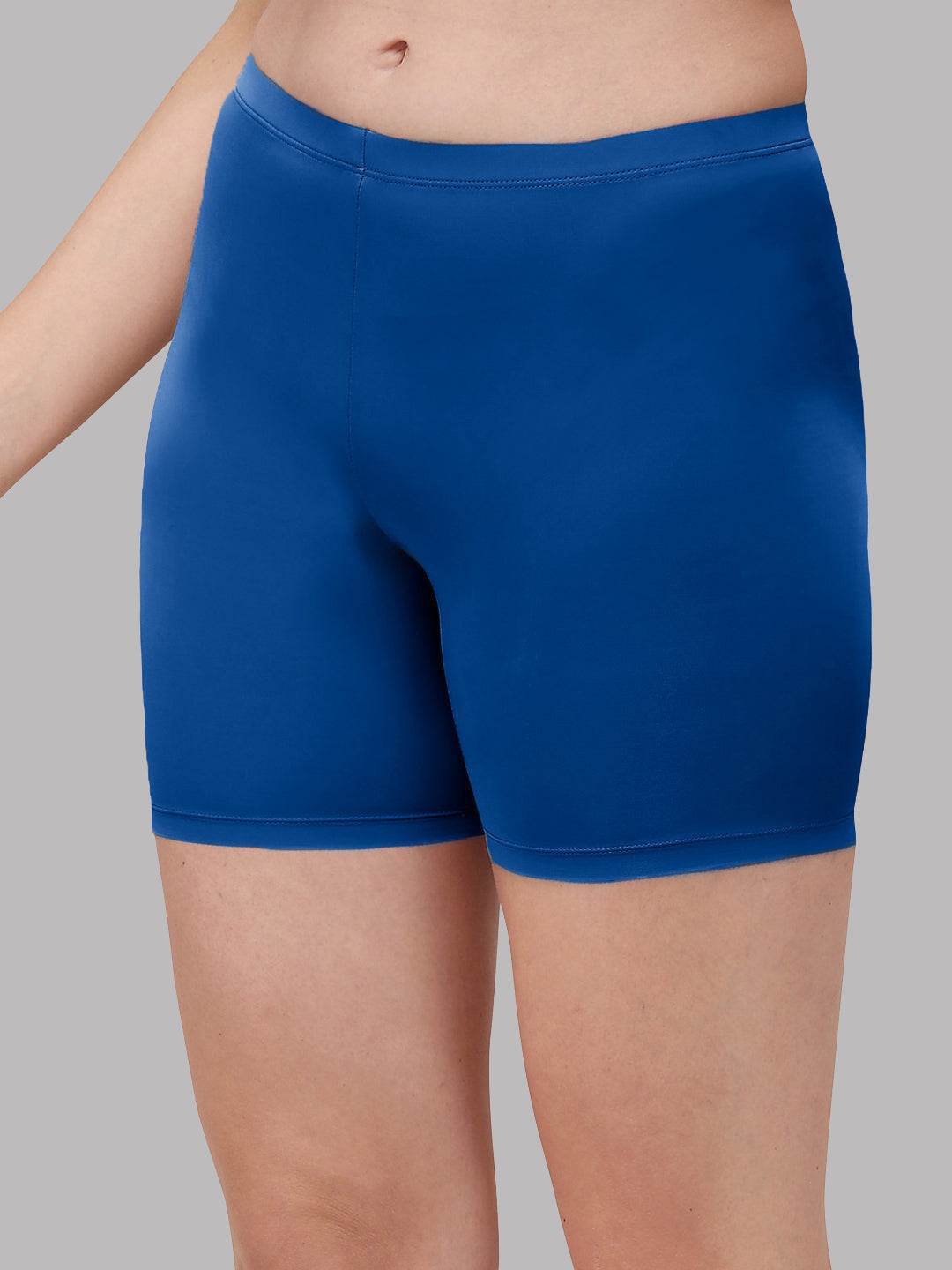 Solid Polyamide Spandex Mid Thigh Length Cycling Shorts