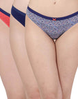 SOIE Woman - Mid Rise Medium Coverage Solid and Printed Cotton Stretch Brief Panty (Pack of 3) - Panty -for Women