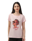 SOIE Woman - Half Sleeve Printed Soft Cotton Modal Lounge T-shirt - -for Women