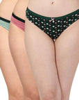 SOIE Woman - Mid Rise Medium Coverage Solid and Printed Cotton Stretch Brief Panty (Pack of 3) - Panty -for Women