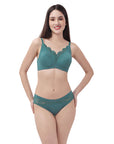 SOIE Woman - Non Padded Non Wired Lace Bra with Full Coverage High Waist Brief - -for Women