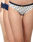 SOIE Woman - Mid Rise Medium Coverage Solid and Printed Cotton Stretch Brief Panty (Pack of 3) - Panty -for Women