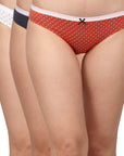 SOIE Woman - Mid Rise Medium Coverage Solid and Printed Cotton Stretch Brief Panty (Pack of 3) - Panty -for Women