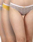 SOIE Woman - Mid Rise Medium Coverage Solid and Printed Cotton Stretch Brief Panty (Pack of 3) - Panty -for Women