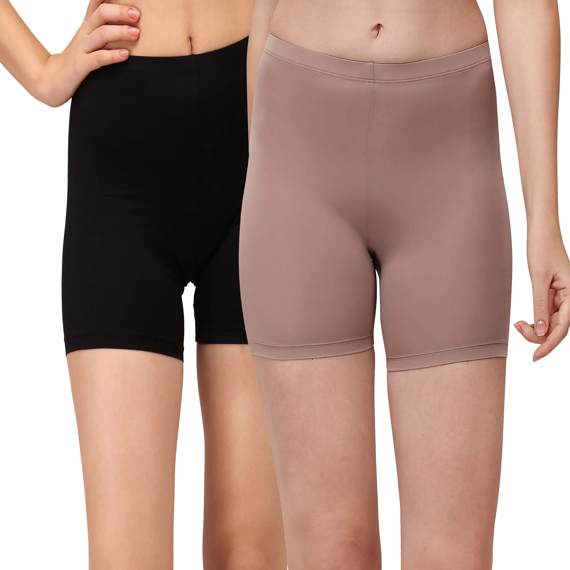 Buy SOIE Mid Rise Soft Polyamide Spandex Knee Length Cycling shorts-Nude  online