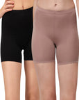 SOIE Woman - Polyamide Spandex Mid Thigh Length Cycling Shorts (PACK of 2) - -for Women