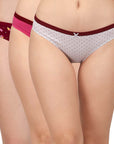 SOIE Woman - Mid Rise Medium Coverage Solid and Printed Cotton Stretch Brief Panty (Pack of 3) - Panty -for Women