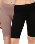 SOIE Woman - Polyamide Spandex Knee Length Cycling Shorts (PACK of 2) - -for Women