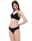 Full coverage Padded Non Wired Seamless Bra with Medium Coverage Brief
