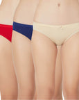 SOIE Woman - Mid Rise Medium Coverage Solid Colour Cotton Stretch Brief Panty (Pack of 3) - Panty -for Women