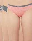 SOIE Woman - Mid Rise Medium Coverage Solid and Printed Cotton Stretch Brief Panty (Pack of 3) - Panty -for Women