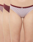 SOIE Woman - Mid Rise Medium Coverage Solid and Printed Cotton Stretch Brief Panty (Pack of 3) - Panty -for Women