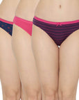 SOIE Woman - Mid Rise Medium Coverage Solid and Printed Cotton Stretch Brief Panty (Pack of 3) - Panty -for Women