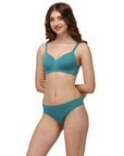 SOIE Woman - Full coverage Padded Non Wired Seamless Bra with Medium Coverage Brief - -for Women