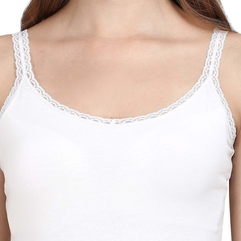 Cotton Spandex Camisole with Lace Detailing-SC-9