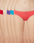SOIE Woman - Mid Rise Medium Coverage Solid Colour Cotton Stretch Brief Panty (Pack of 6) - Panty -for Women
