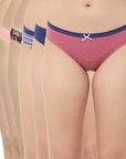 SOIE Woman - Mid Rise Medium Coverage Solid and Printed Cotton Stretch Brief Panty (Pack of 6) - Panty -for Women