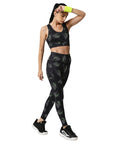 SOIE Woman - Quick-Dry Printed Sports Bra & High Waist Legging Set - Athleisure Set -for Women